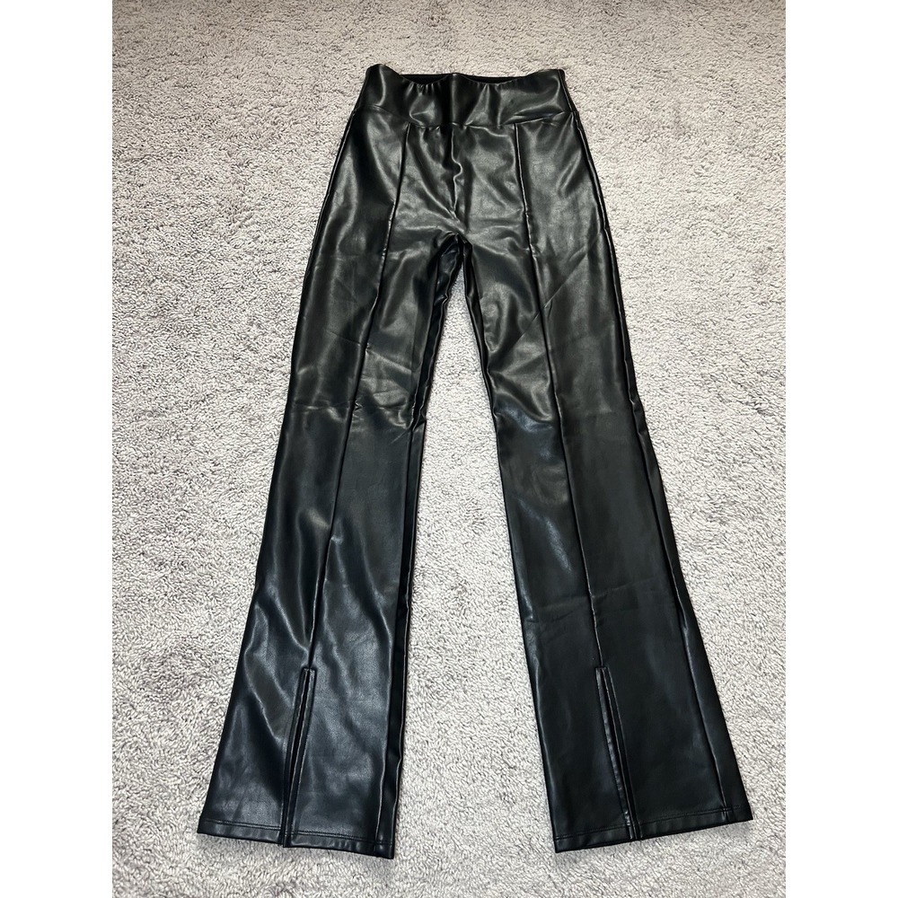 Women's Abercrombie & Fitch‎ Vegan Leather Flare Pants Did Small Black